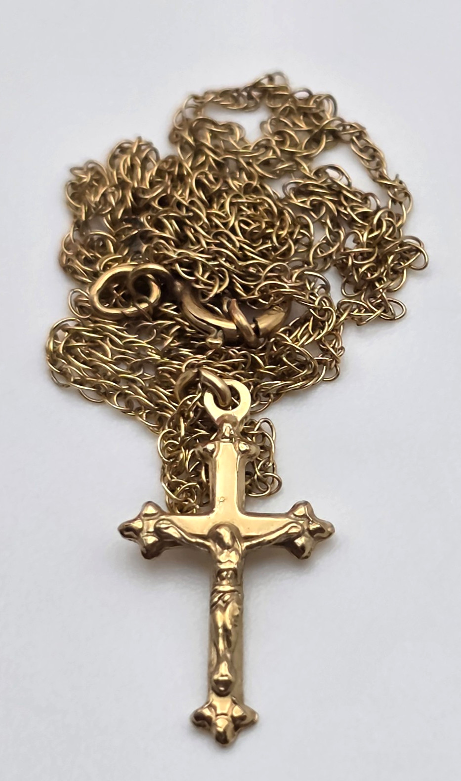 Vintage PPC 1/20 14K Gold Filled Crucifix Cross Necklace 18 In Religious Pendant