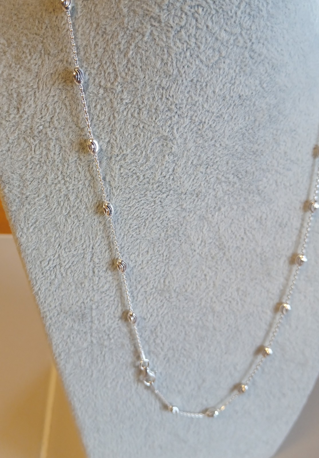 20″ Sterling Silver Station Oval Moon Cut Chain 3mm Moons 4.5 Grams 925 Italy