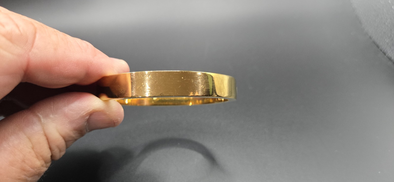VTG Signed J.CREW Cuff Bracelet Gold Tone Lux Shine Hinged Push Lock