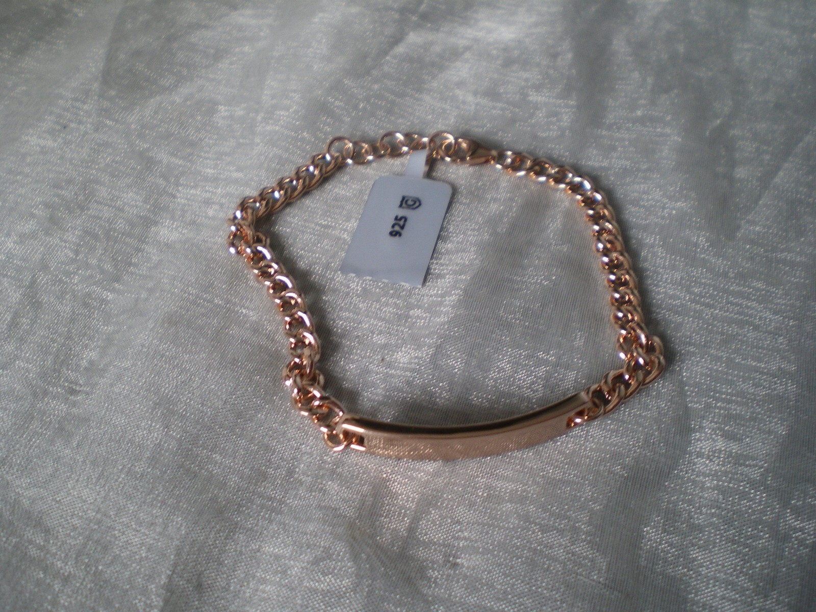 Identity bracelet, 8 inches, 11.68 grams of 925 Sterling Silver, Rose Gold over