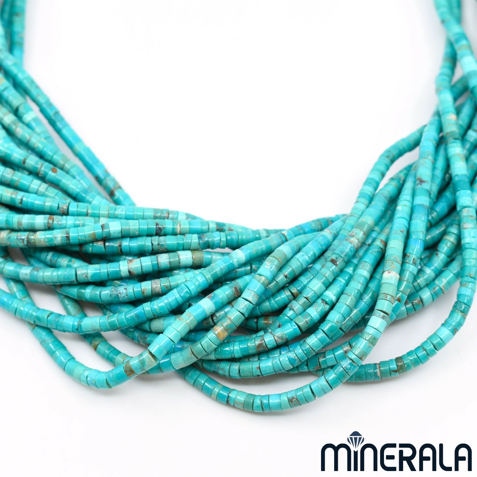NATURAL TURQUOISE GEMSTONE HEISHI 3mm-3.5mm BEADS 15.5″ 40cm STRAND WP00171