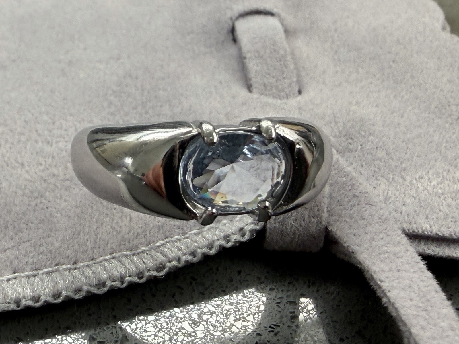 QUATTROFORT Liquid Metal Chrome Clear Crystal Cyber Gothic Steel Size 7