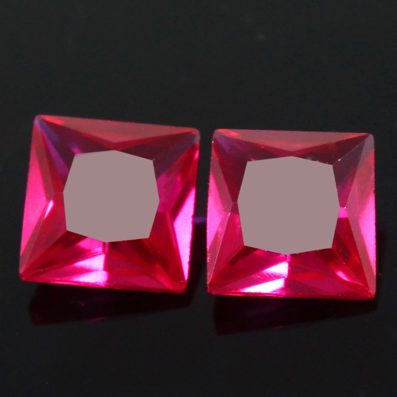 Natural Certified Mogok Red Ruby 6.00 MM Princess Pair Unheated Gemstones