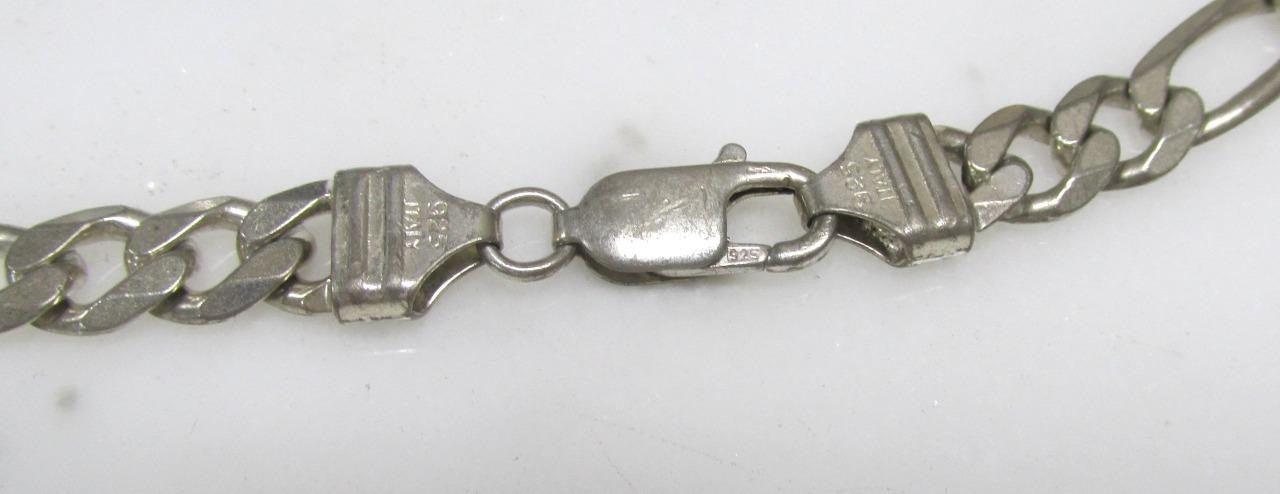 Sterling Silver Flat Figaro Link Chain / Necklace ~ 29-1/2″ ~ 59.4g ~ 6-G518