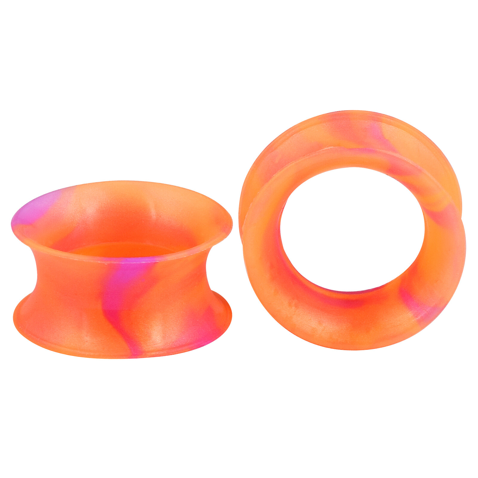 Pair Colorful Thin Silicone Ear Tunnels Plugs Gauges Earskin Earlets Flesh Gauge