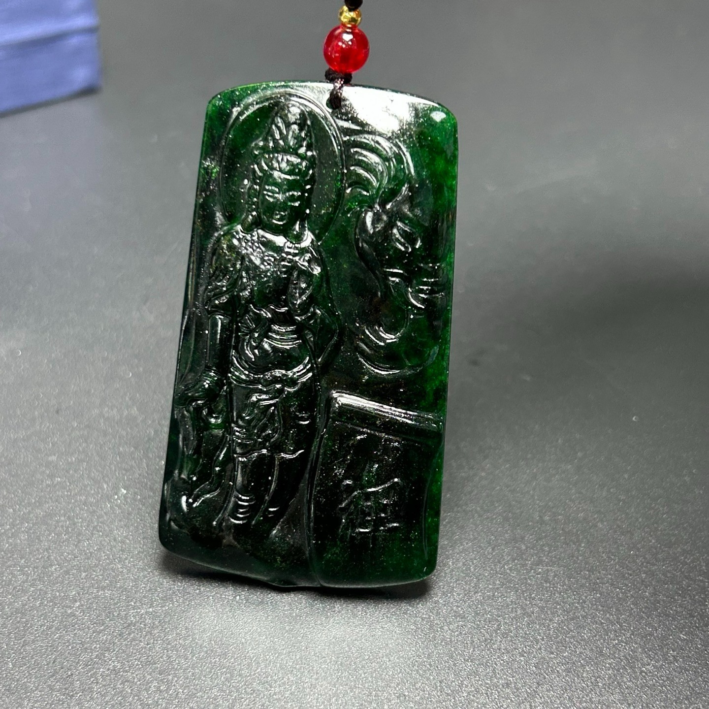 Natural ice green Burmese Jade Jadeite Carved Kwan-yin lucky Pendant&Necklaces