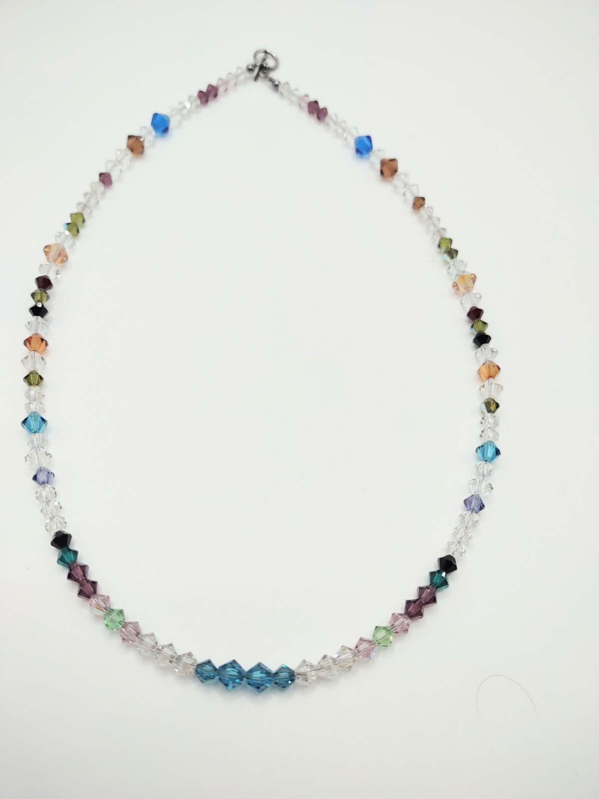 Made With Swarovski Crystals Necklace Multi Color Sterling Silver Clasp Fashion