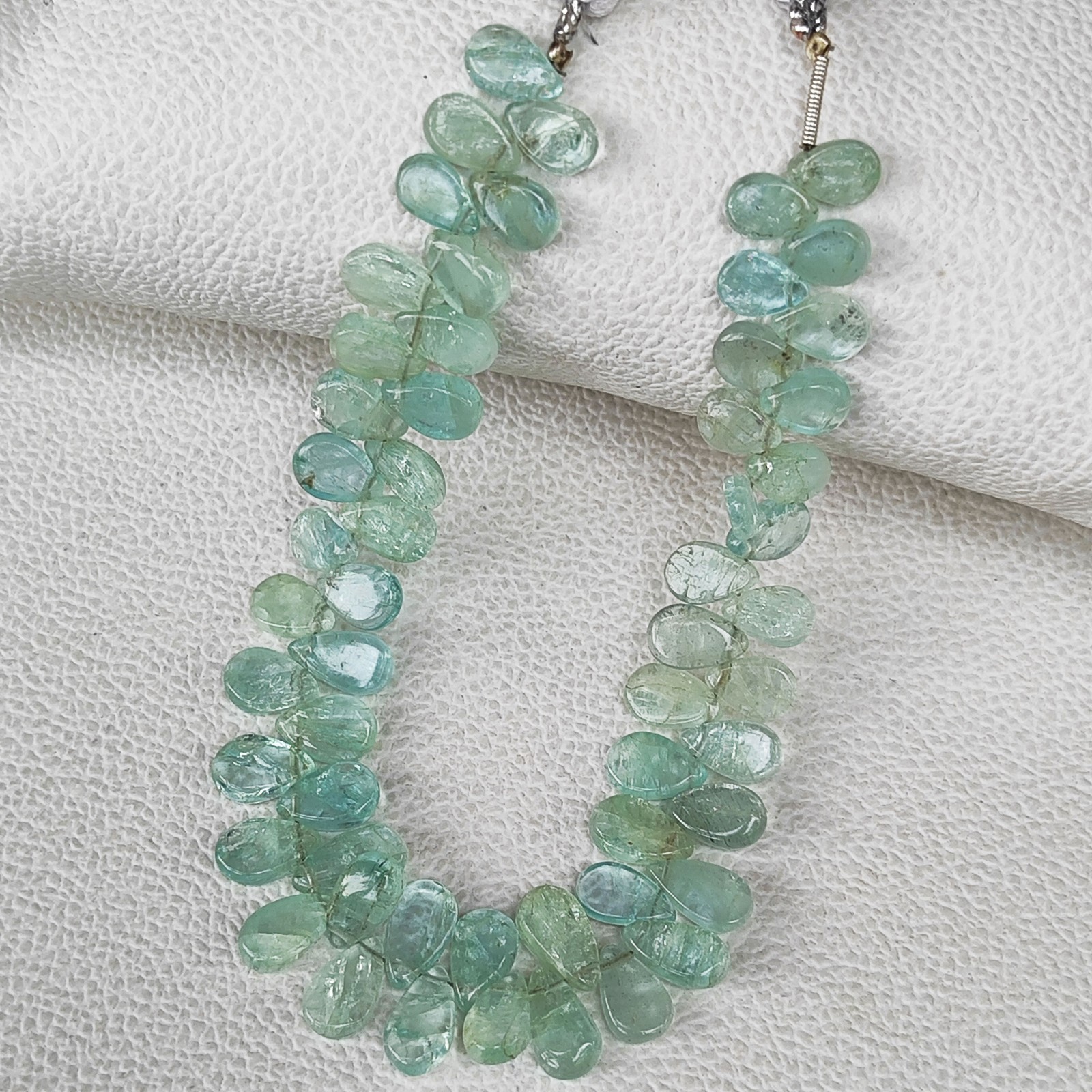 Natural Aquamarine Pear Beads 8×6 to 10x7mm Smooth Brazil Gemstones 8″ Strand