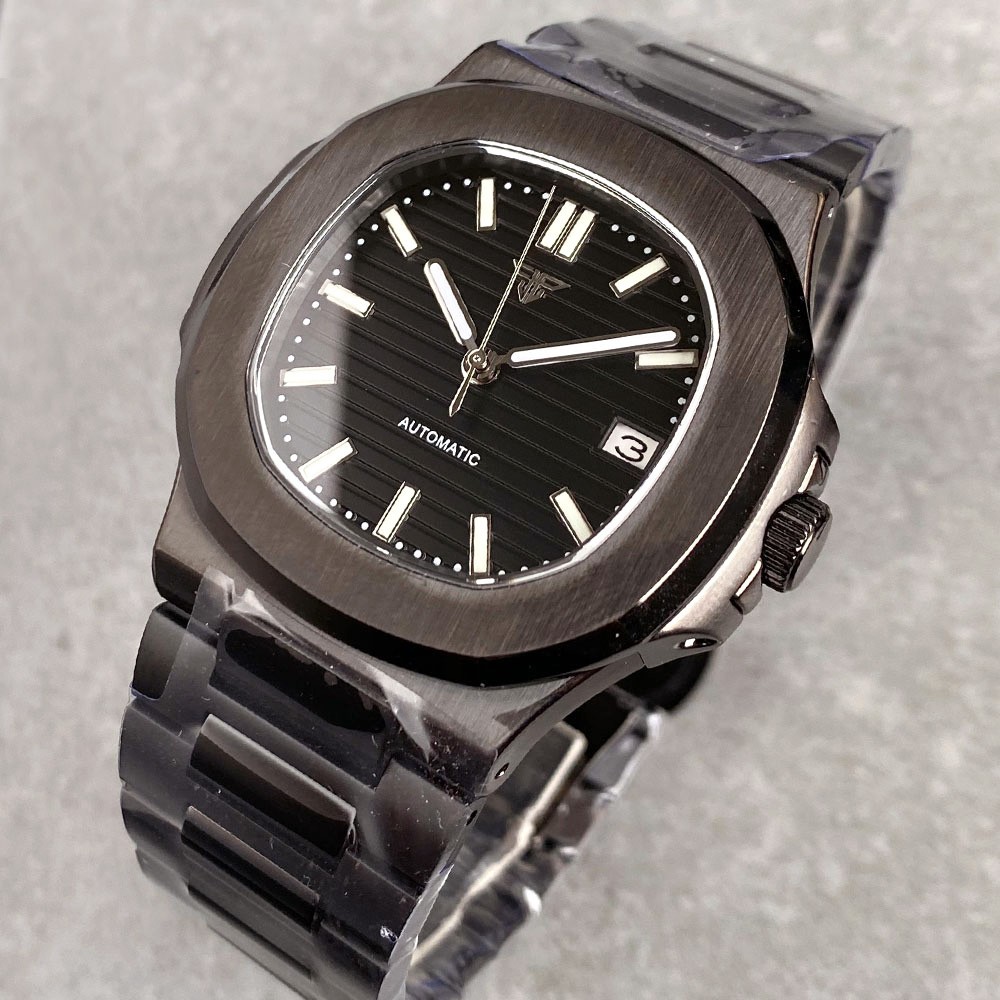 20ATM Tandorio 40mm Black PVD Sapphire Glass Automatic NH35 Movement Men Watch
