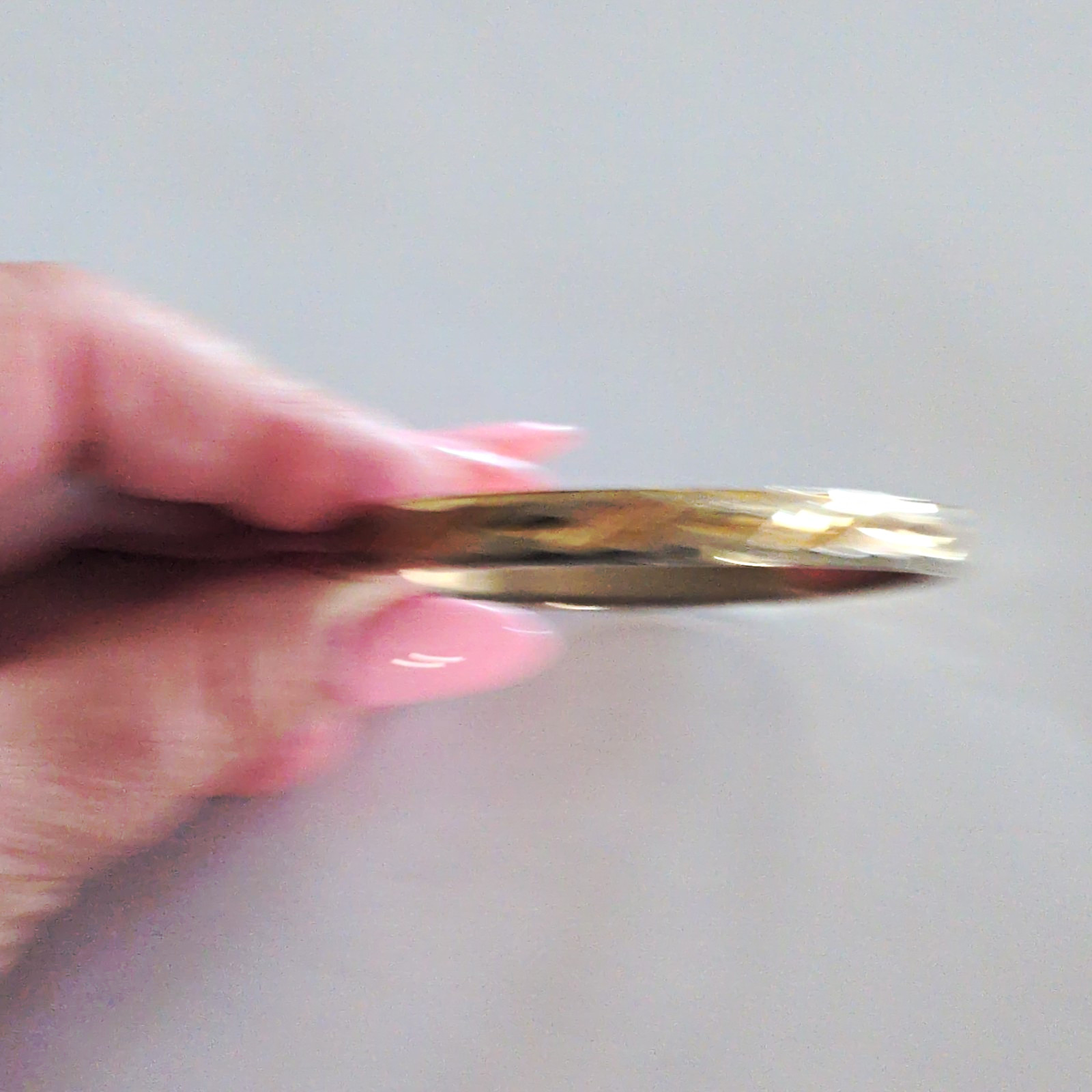 Gold-Tone Etched Pattern Stackable Bangle Bracelet, Slip-On, No Stone