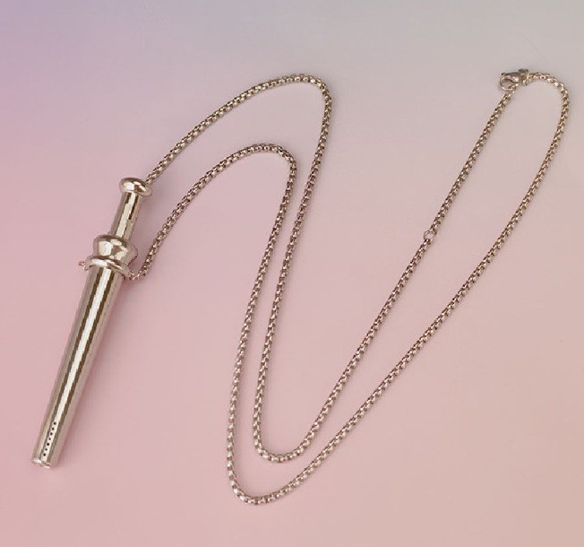 GOLD Incognito Elegant Ergonomic Compact BUMP STRAW NECKLACE Snuff Tool NEW