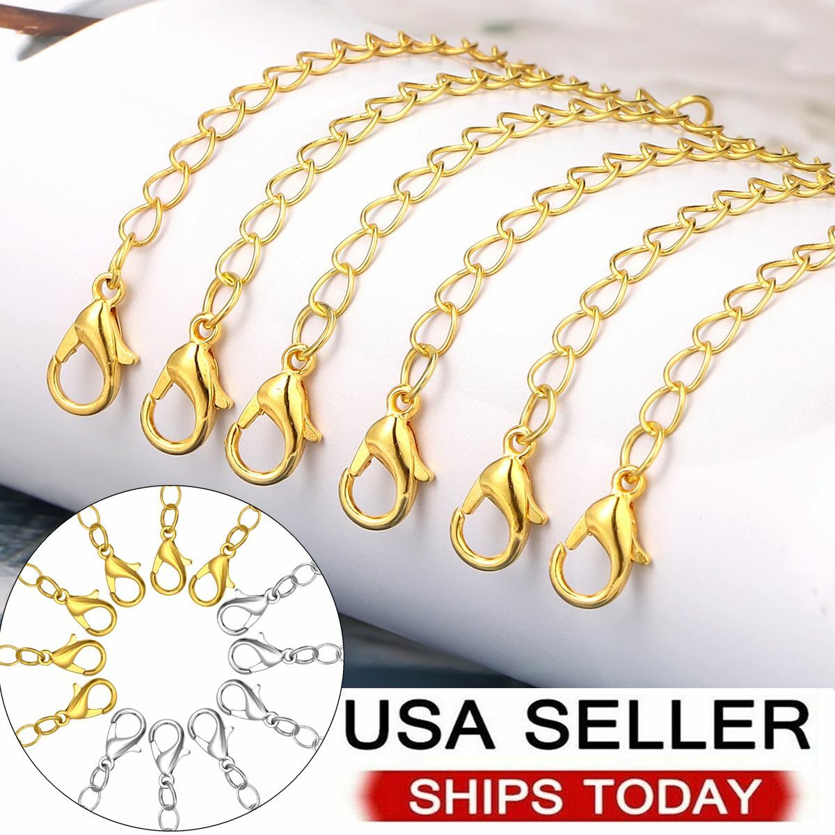 12-Pack Extender /Safety Chain Extender Necklace Bracelet Lobster lock 3″ 4″ 6″