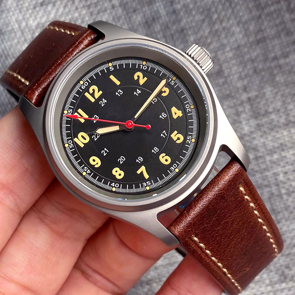Tandorio 36mm Titanium Pilot Sapphire 200M Diver NH35 PT5000 Auto Men Watch Lume