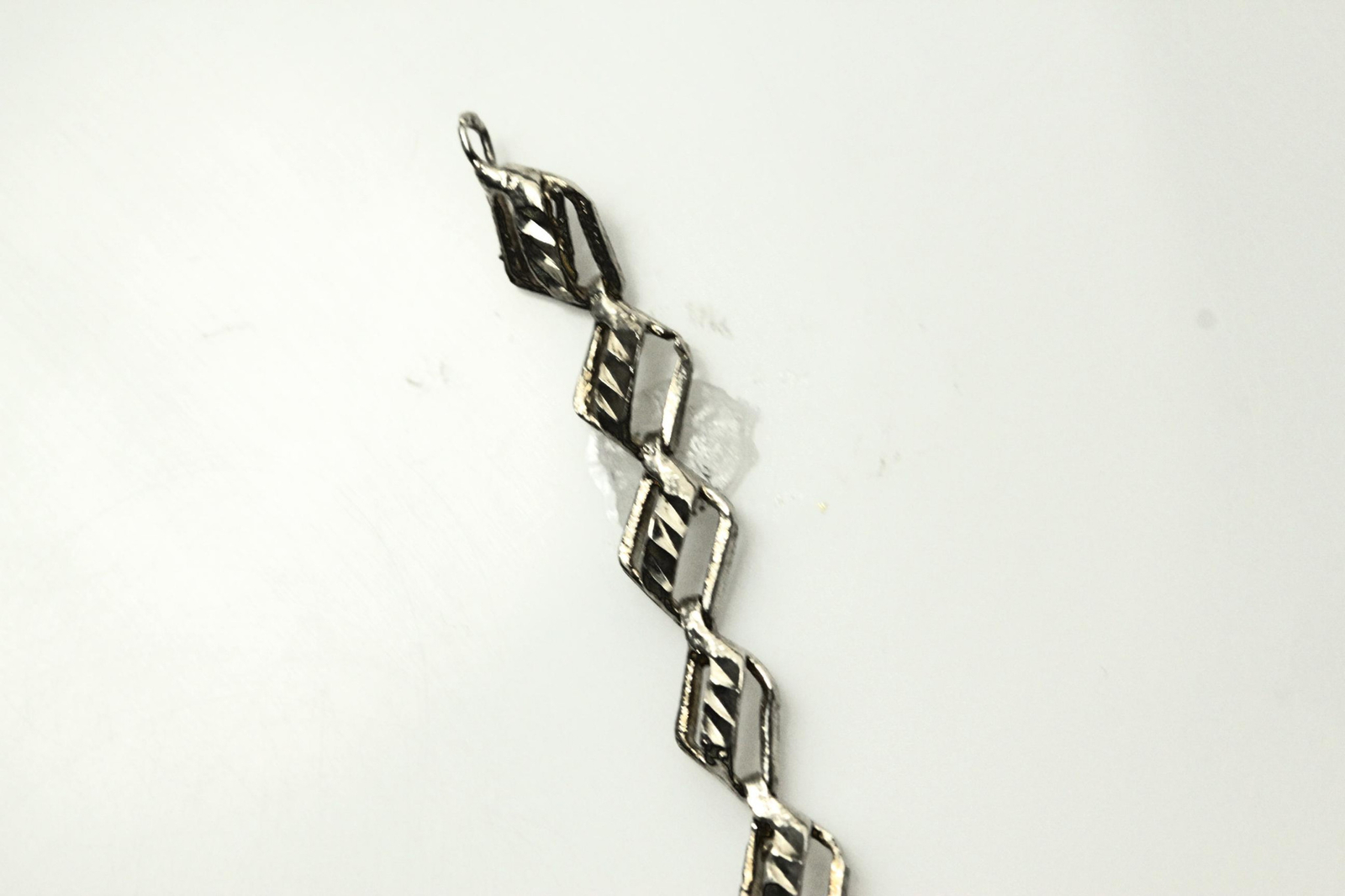 925 Sterling Silver 7.5″ Diamond Cut Kite Shaped Link Bracelet (BR3796)
