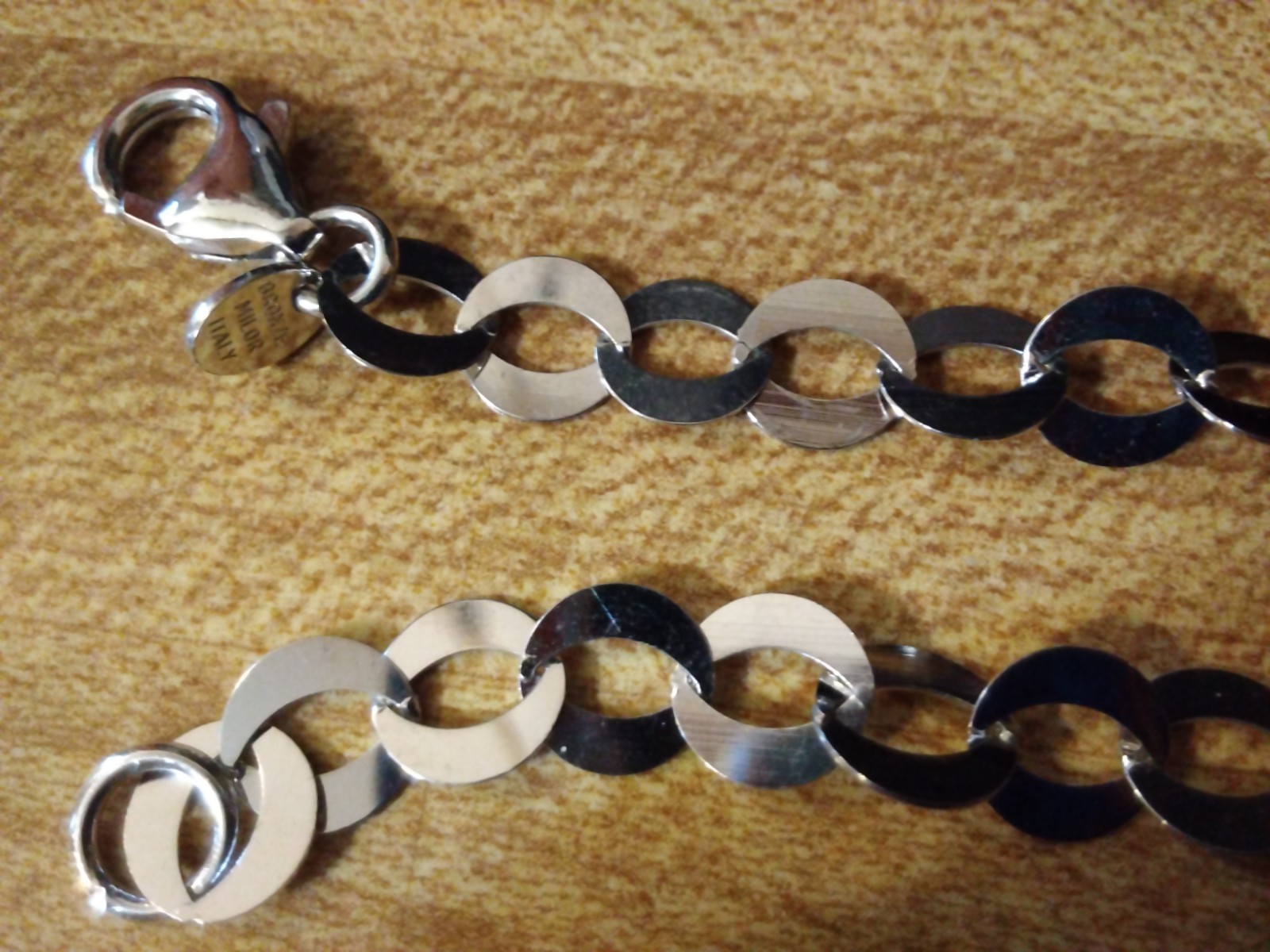 3 BRONZE MILOR Chain Necklace LOT 20″ ITALY SHINY Silver Signd Diff link Jewelry