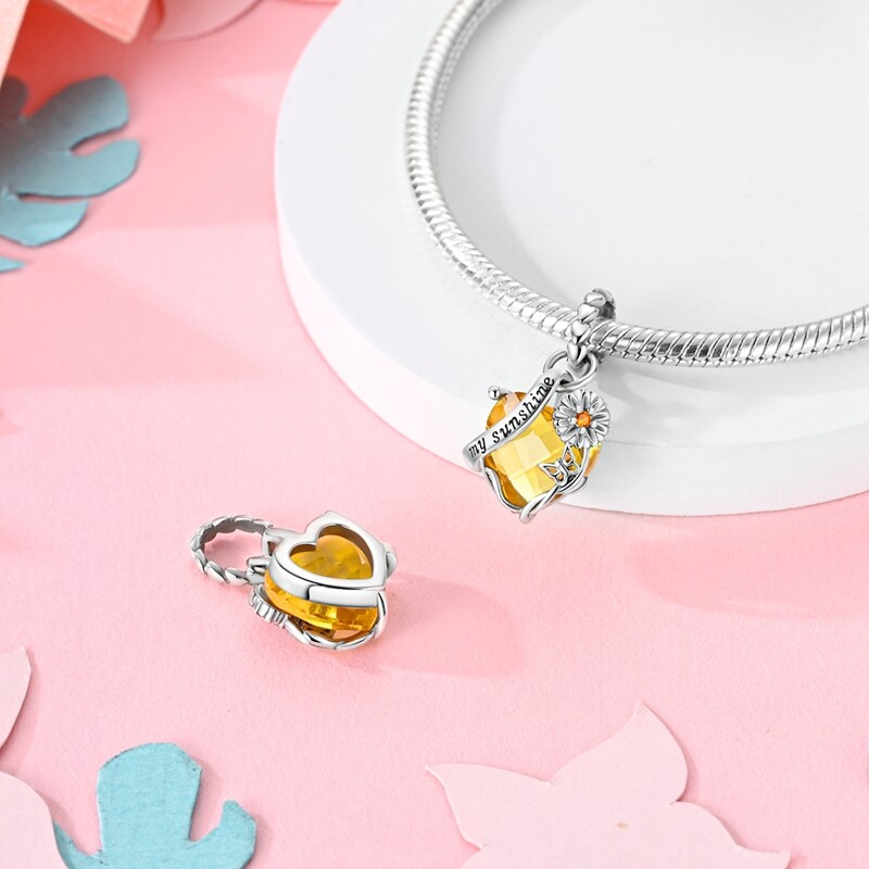 MULA 925 Sterling Silver Yellow AAA CZ Charm Love Sunflower For Women Bracelet