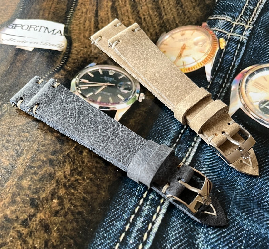 Silver Buckle To Fit Rolex,Swiss Made with H/M Italian Leather/Suede Watch Strap