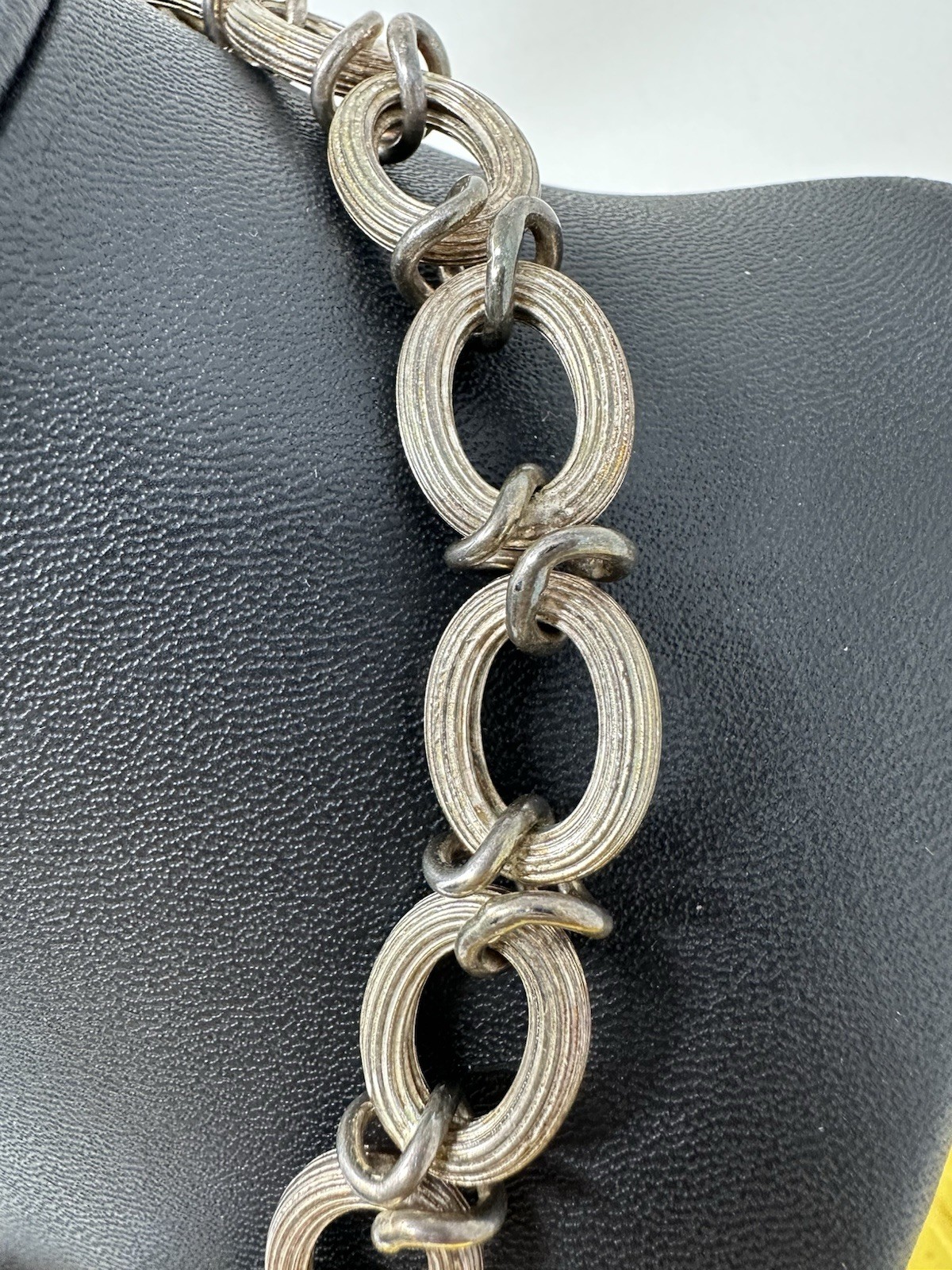 Sterling Silver Italian Oval-Link Chain Choker Necklace Elegant Modern 62g 15 In