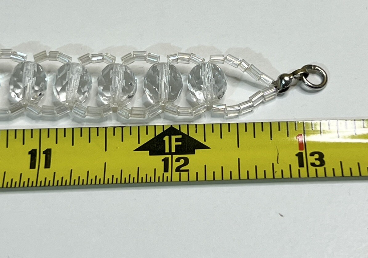 Elo7 Clear Crochet Crystal Choker Necklace 13”