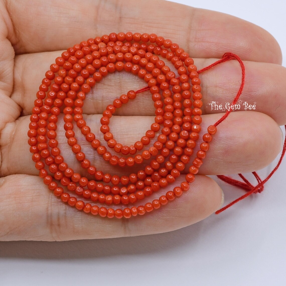 2mm AA Top Italian Sardinia Undyed Salmon Orange Red Seed Coral Round Bead 20″