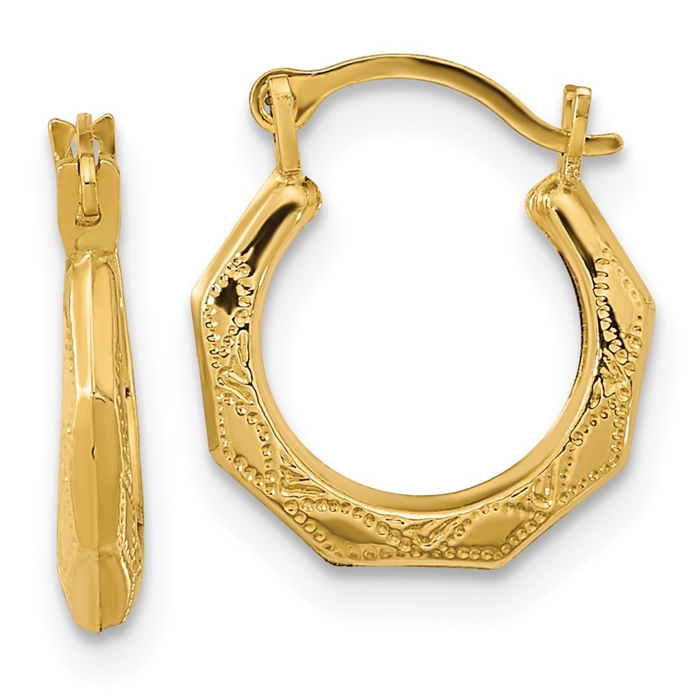 14k Yellow Gold Hoop Earrings 0.27g L-13mm, W-12mm Gift for Mother