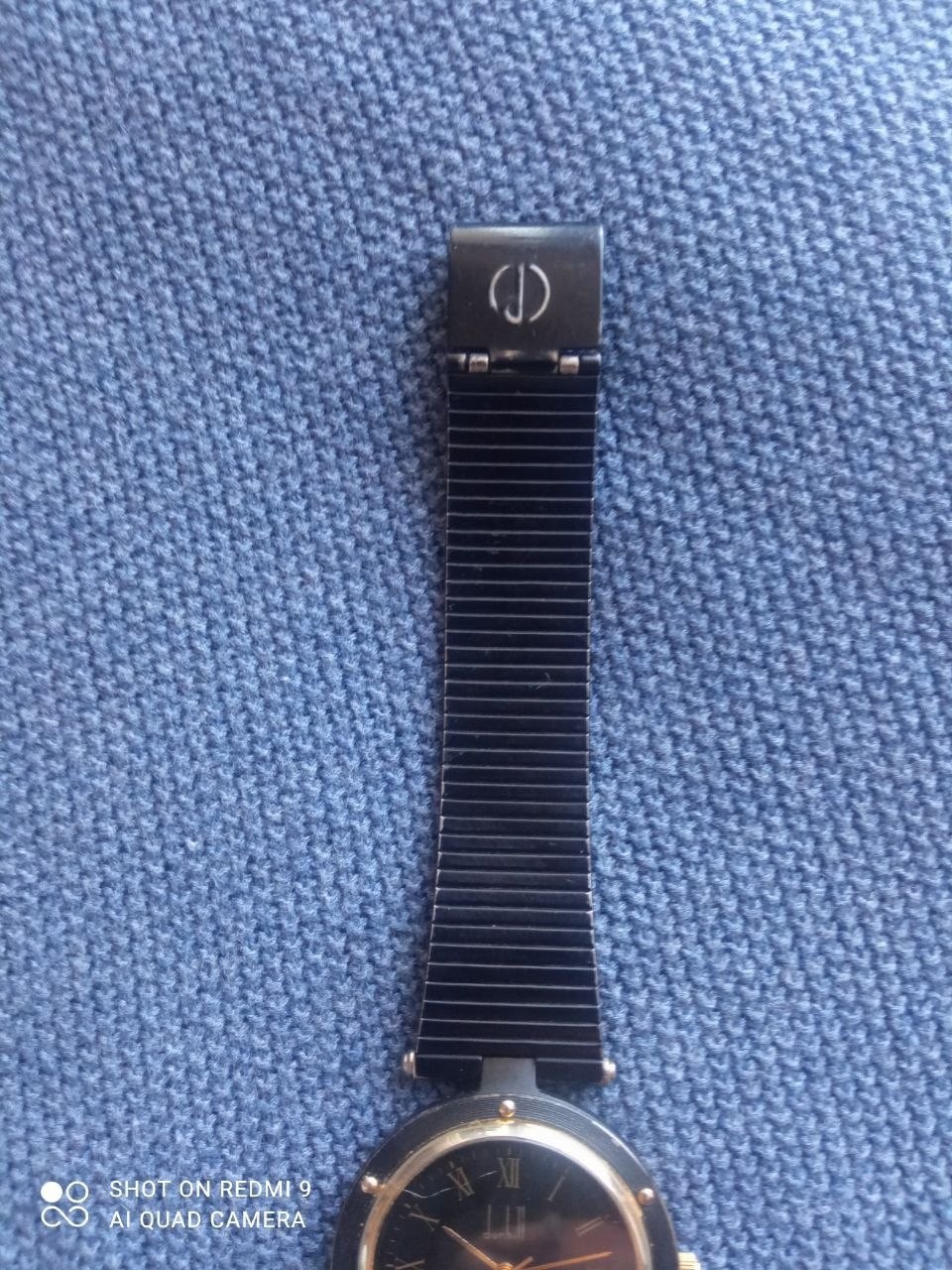 Rare Vintage Dunhill Watch Quartz Two Tone Gold & Black Dial Unisex 32 cm