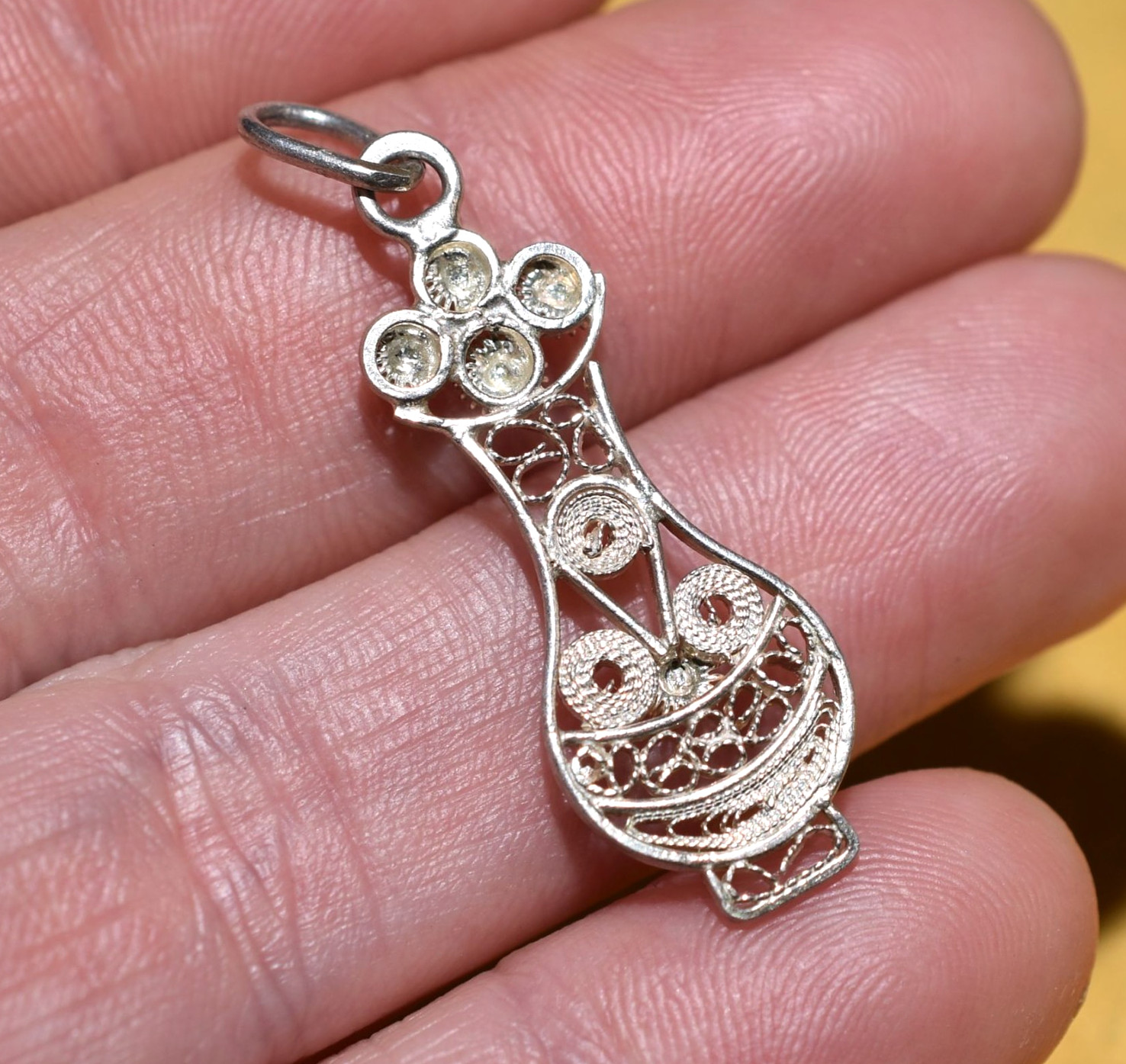 Filigree Quimbaya Poporo For Mambeo Ceremony Pendant Handmade In Mompox Colombia