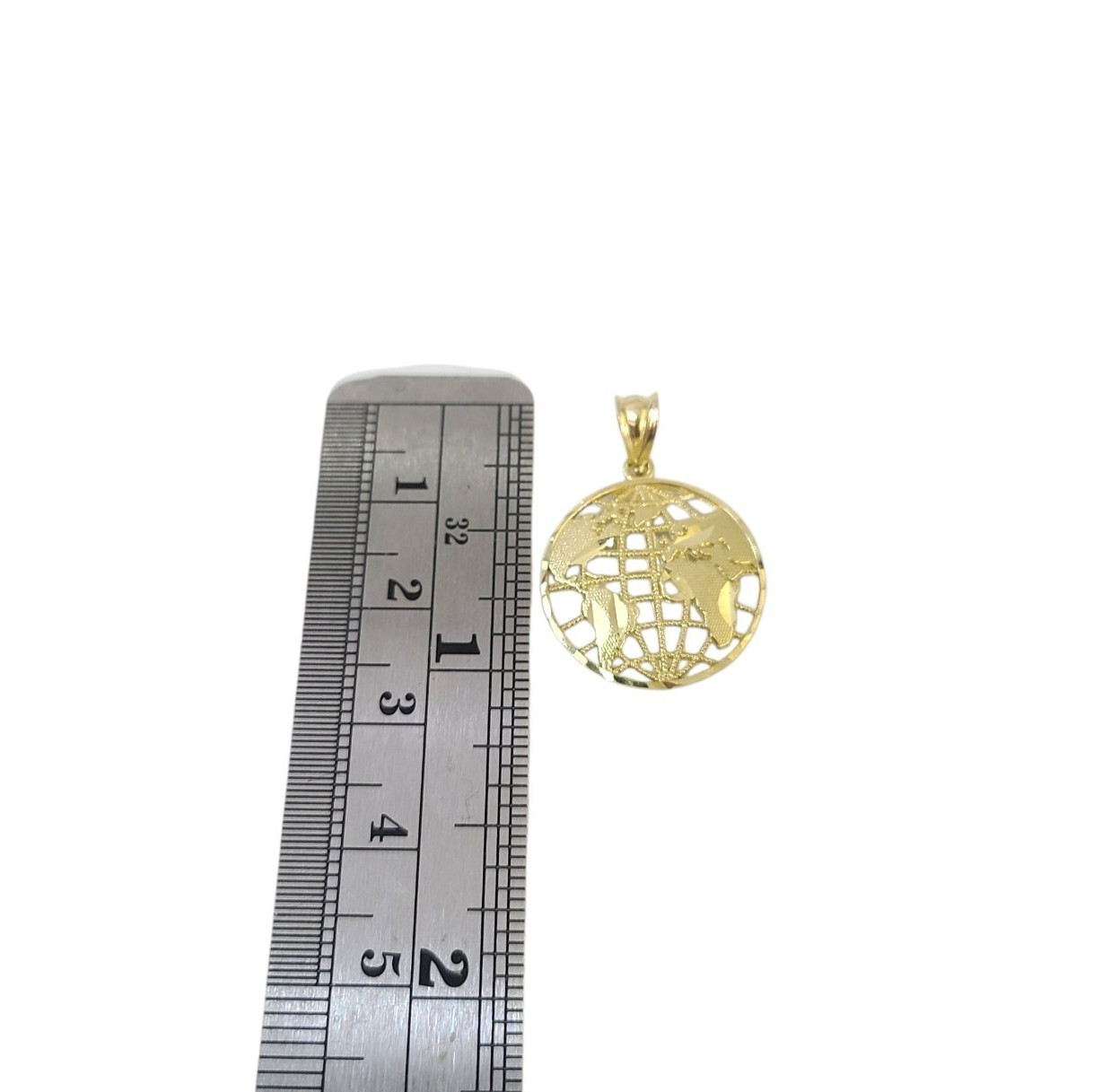 10K Gold World Map Globe Pendant Charm Religious Jewelry 1″