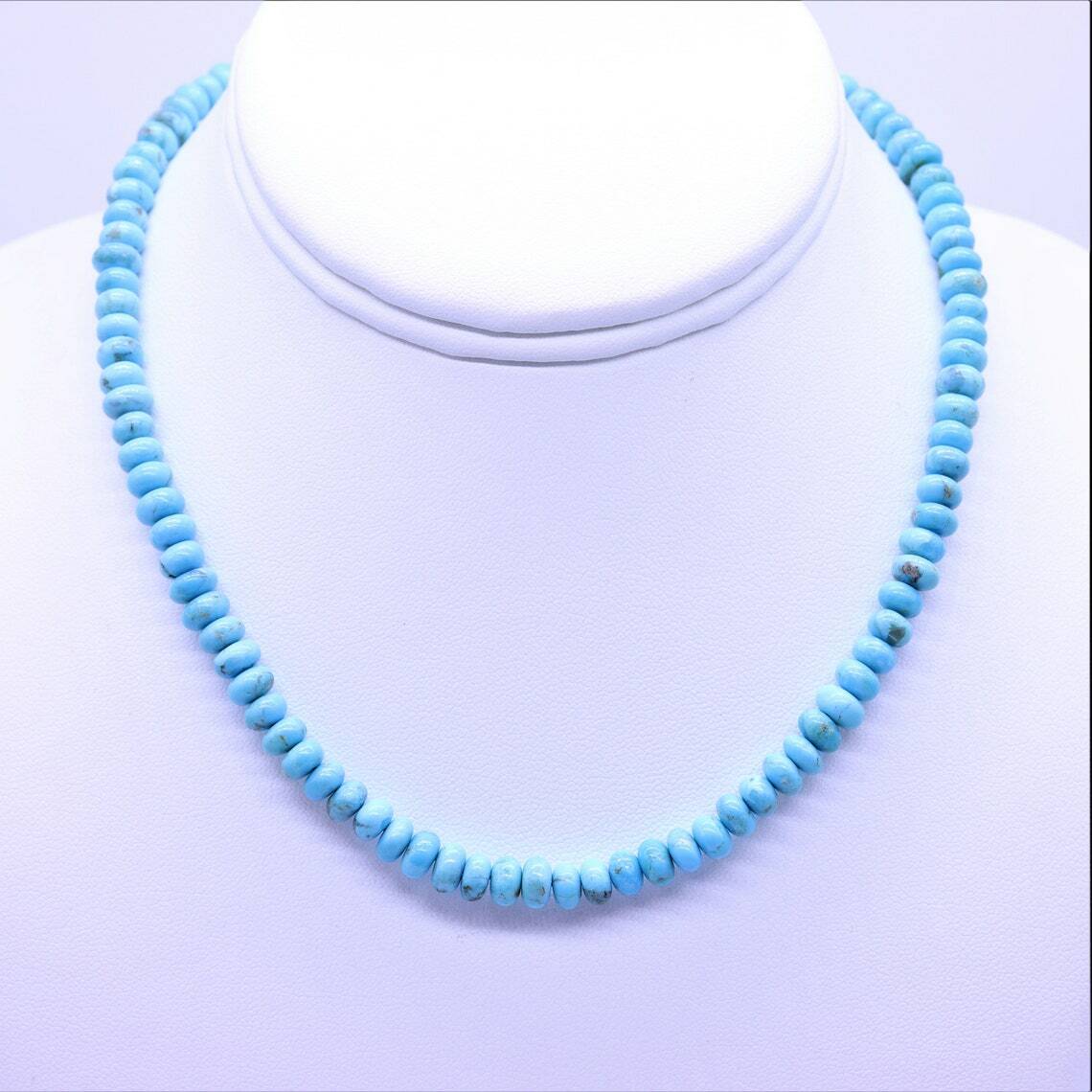 Genuine 6MM Sky Blue Kingman Turquoise Beaded Modern Necklace Unisex