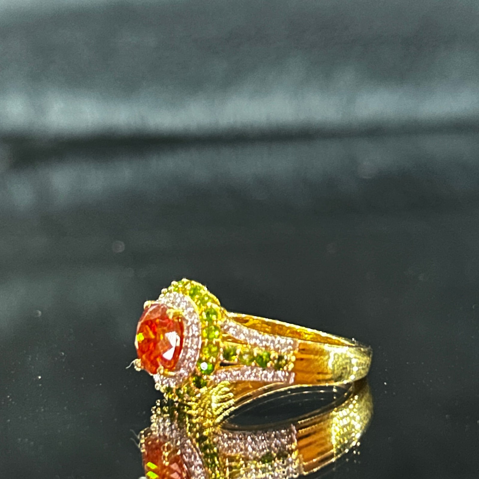 Stunning 1.86 carat Picos Altos Sphalerite ring 18k vermeil over 925 sterling