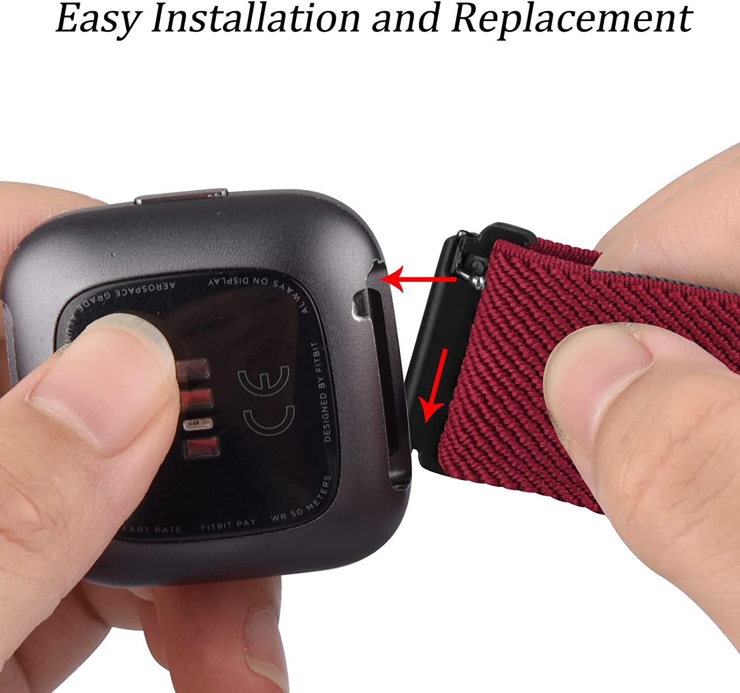For Fitbit Versa/2/3/4/Lite Elastic Stretchy Loop Watch Band Nylon Strap Wrist