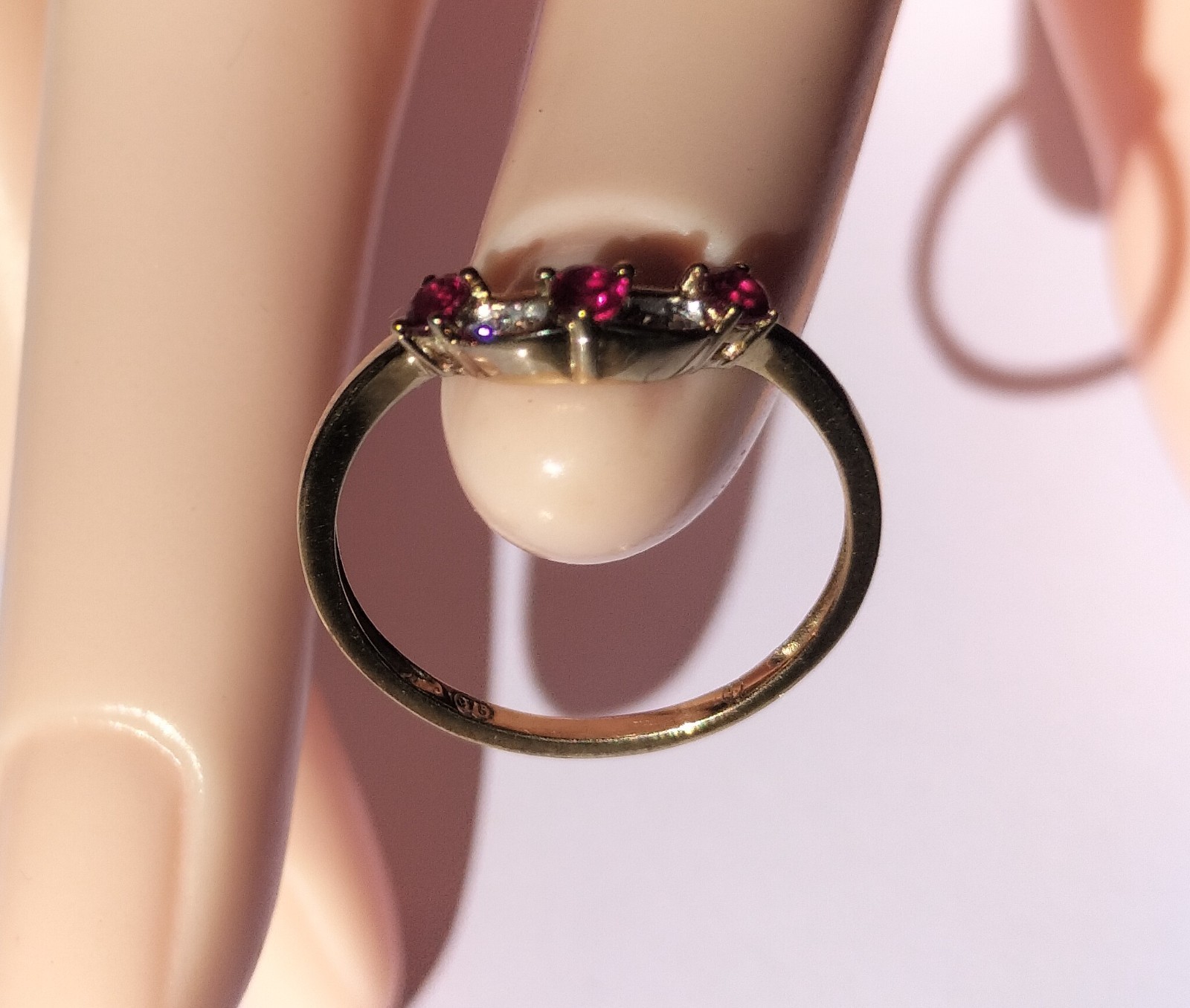 Vintage Handmade Italian Gold Ring by Padova 3x Ruby & 4x Diamond P1/2 (17.97mm)