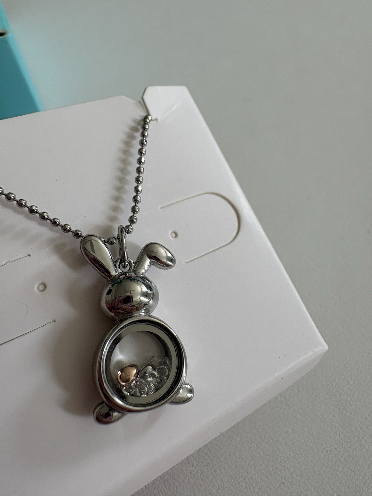 Origami Owl LK1106 Silver Bunny Capsule Locket Stardust Charms Chain New HTF