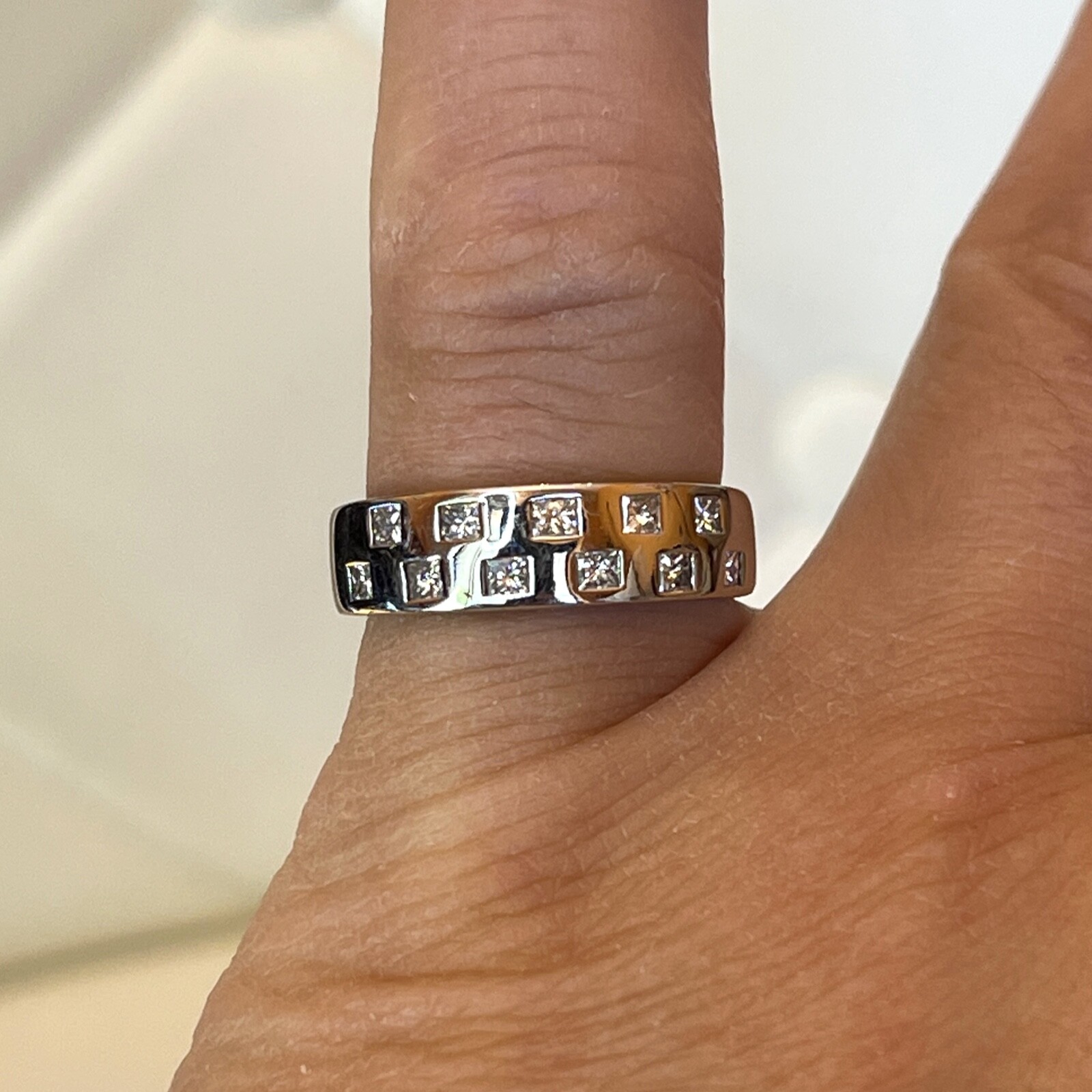 1.00 TCW Princess Diamond Wedding Band Ring 18k White Gold 100% Natural F VS2