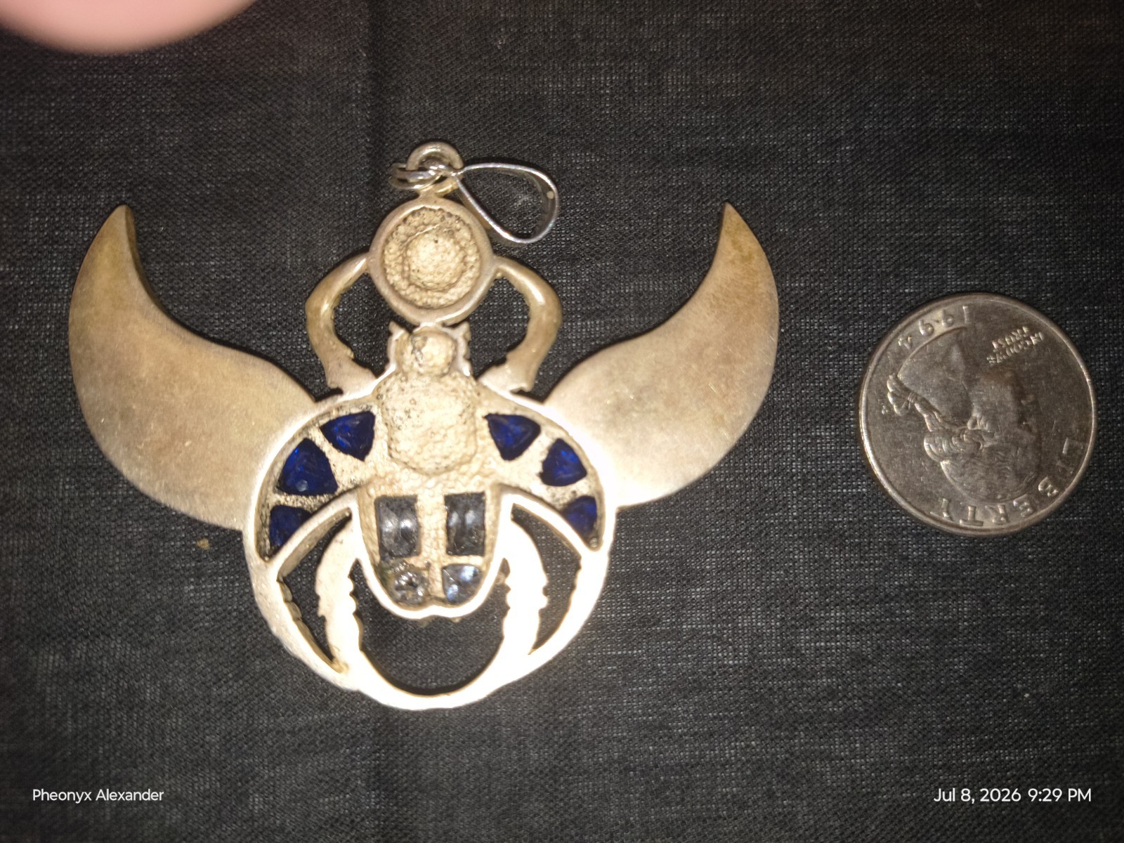 .925 Silver Egyptian Scarab pendent See Description Before Buying