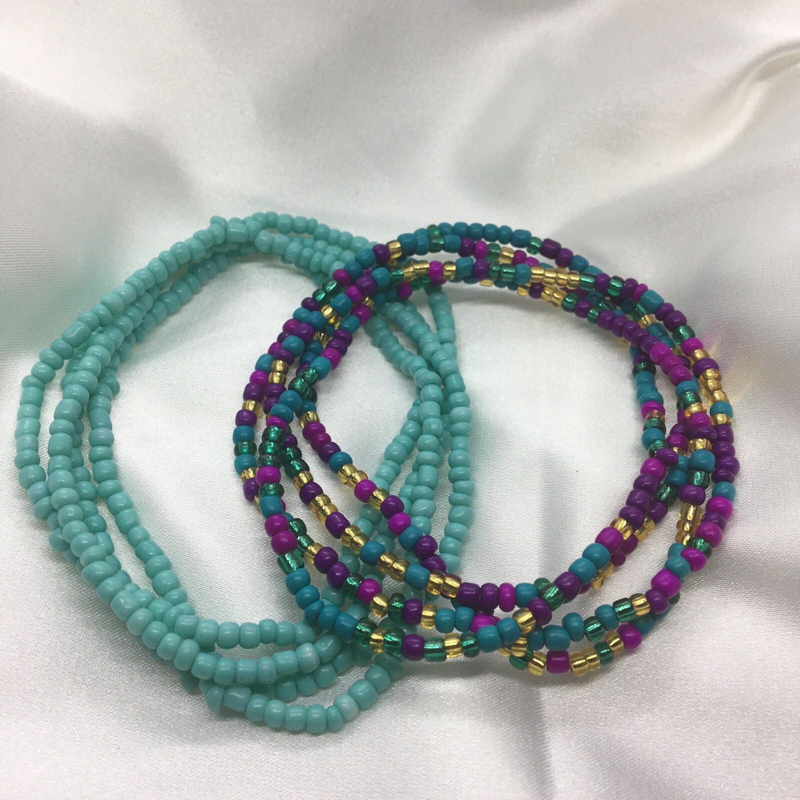 2 PC Handcrafted Waist Beads Jewelry African Bohemia Bracelets Anklet New 2291