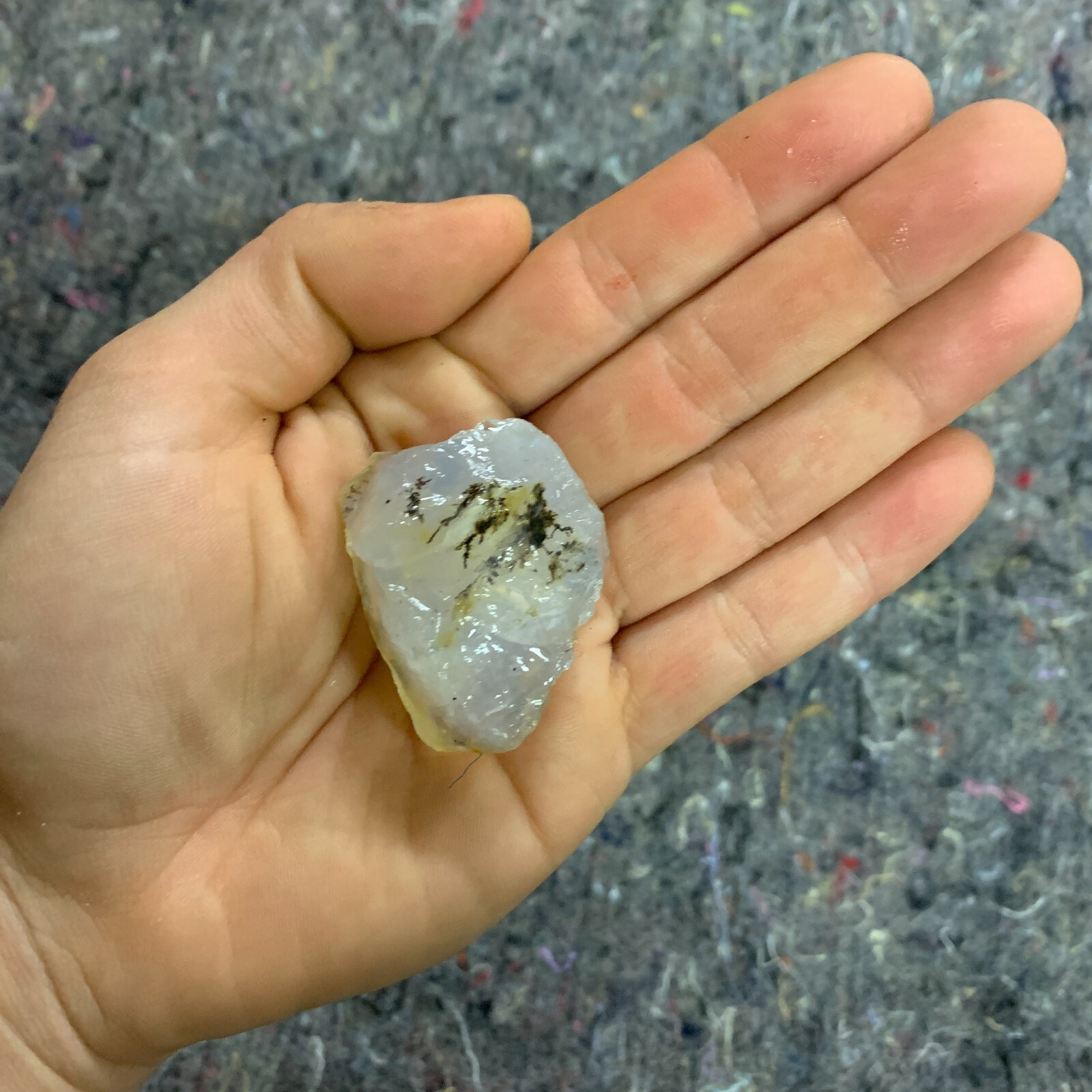One (1) Charged Blue Opal Rough Gemstone + A FREE Selenite Charging Stick