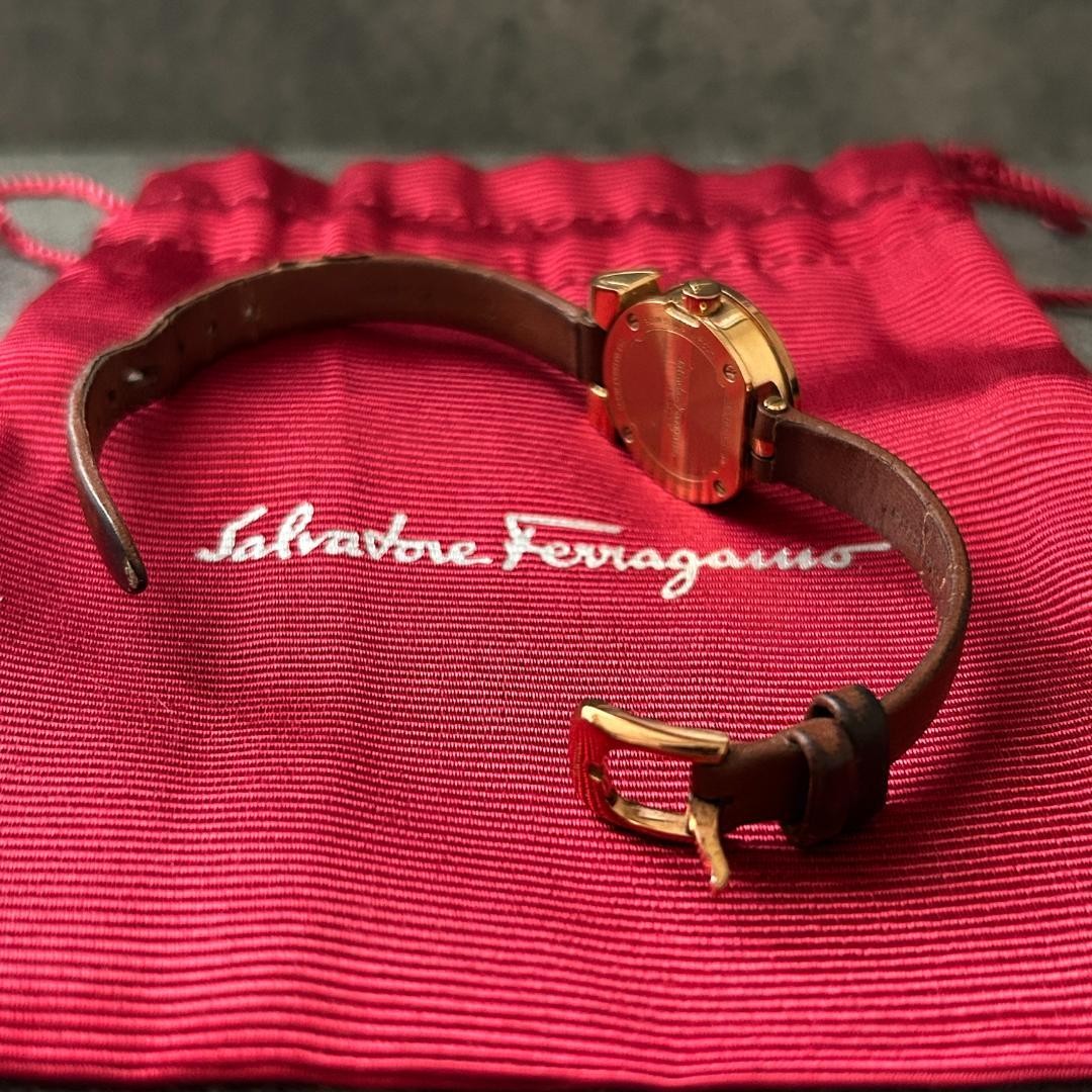 Salvatore Ferragamo Gancini Women’s Watch Pink Gold Shell Dial Used with Box