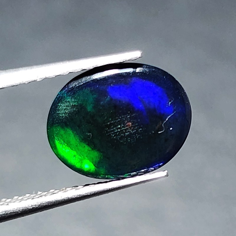 Natural Welo Black Opal Ethiopia Oval Cabochon Vivid Blue Green Fire 1.30Ct Gem