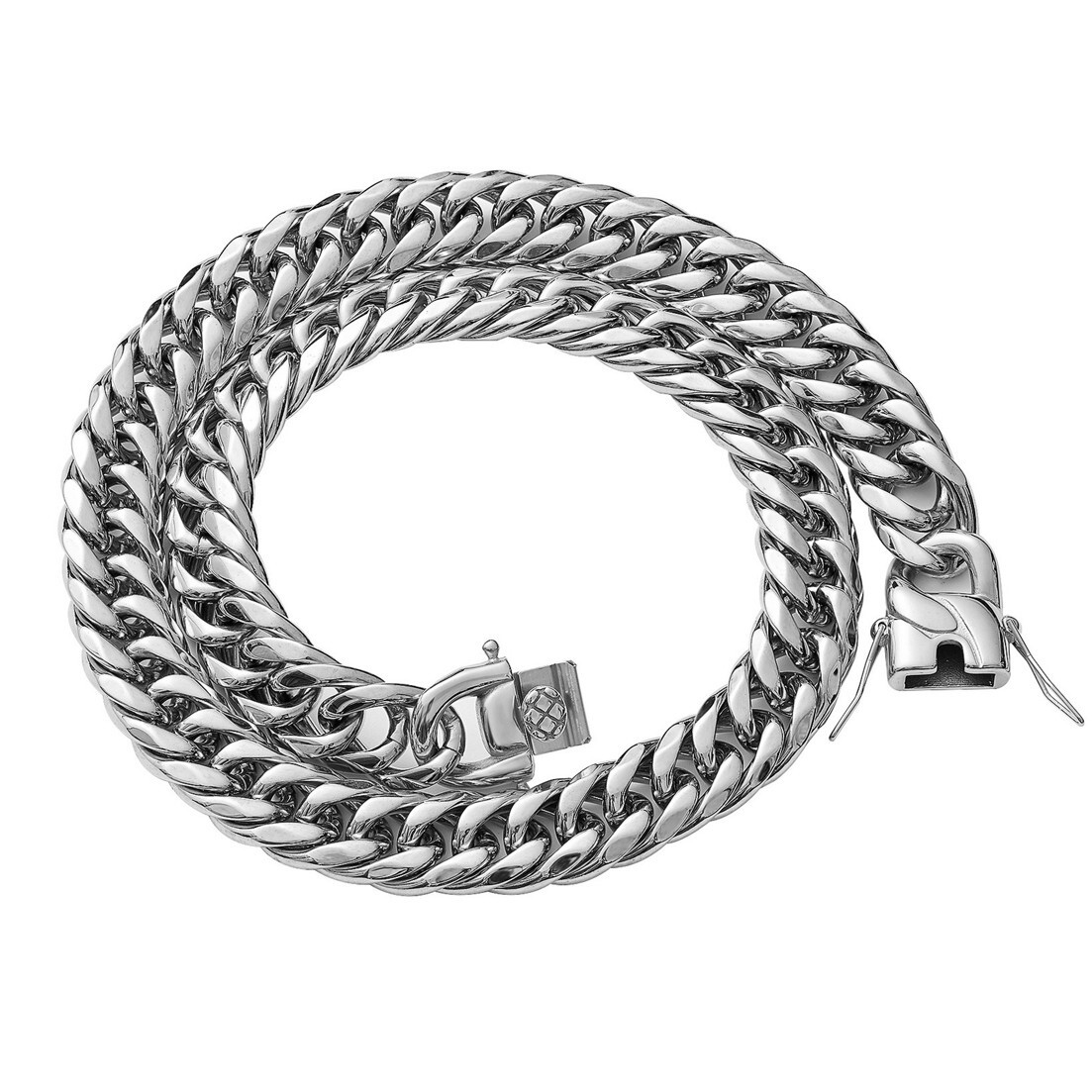9/11/13/16mm Women Men Stainless Steel Curb Cuban Link Chain Necklace 7-40inch