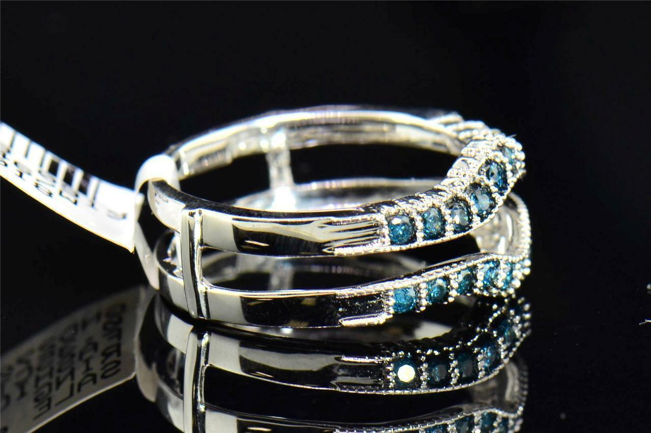 1.35Ct Round Blue CZ Solitaire Ring Enhancer Wrap Solid 925 Sterling Silver