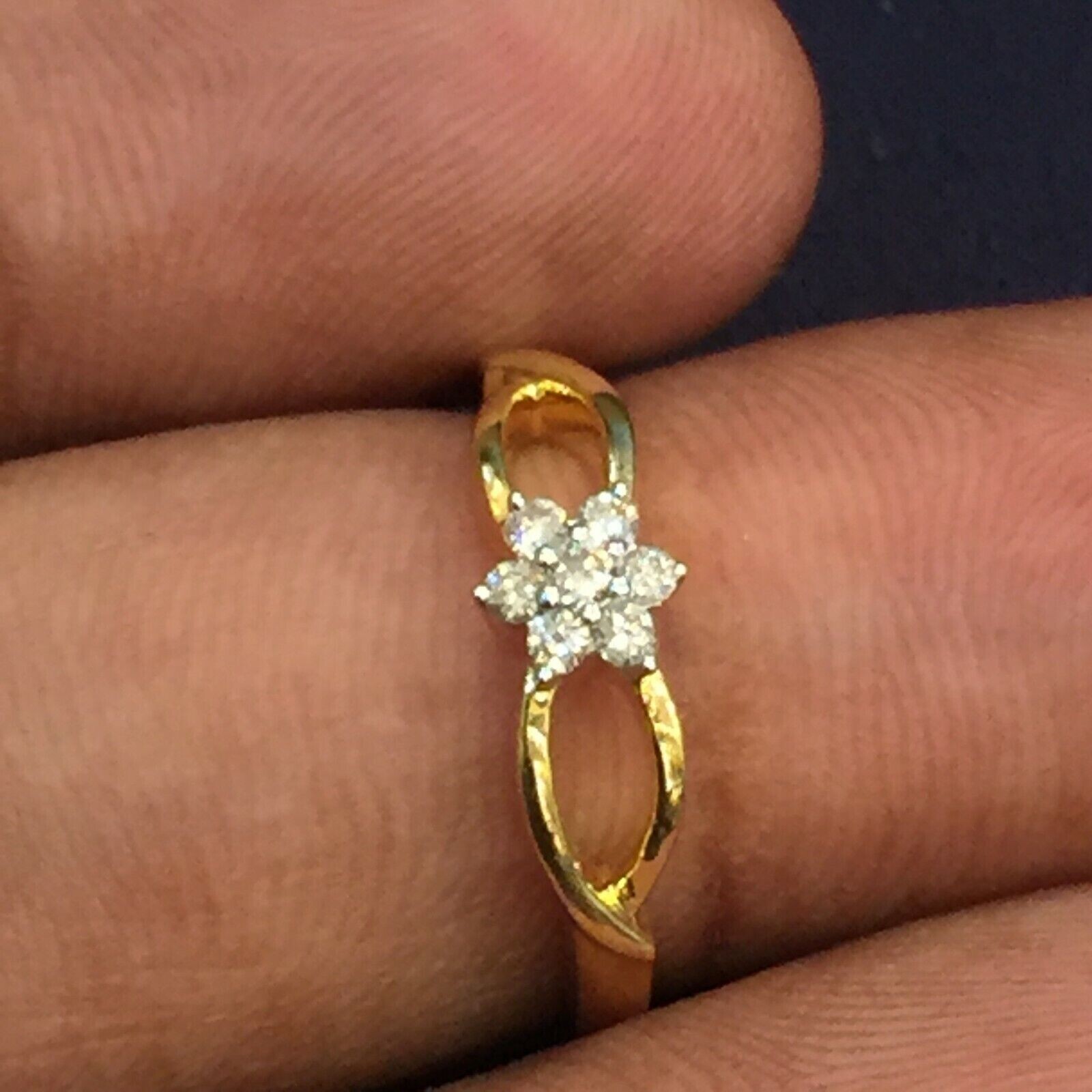 Pave 0.14CT Round Brilliant Cut Lab Grown Diamond Wedding Floral Ring 14K Gold