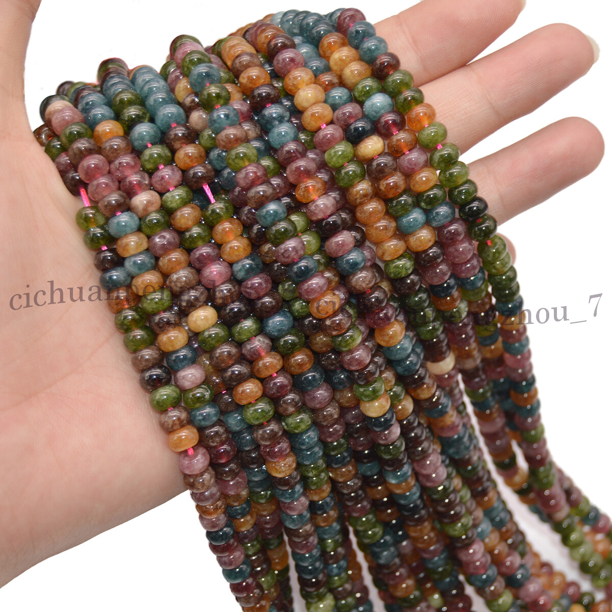 Natural Colorful Tourmaline 4x6mm 5x8mm Rondelle Gemstone Loose Beads 15”Strand