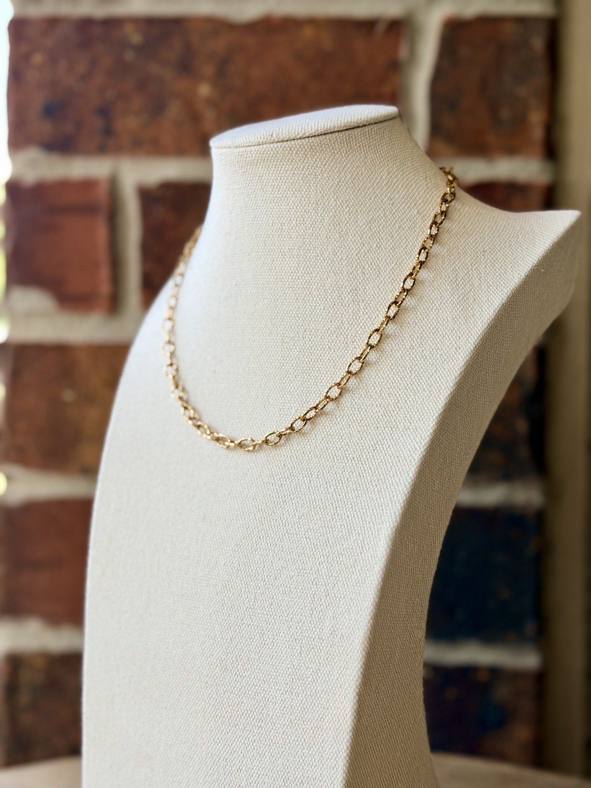 Gold Hammered Cable Link Chain