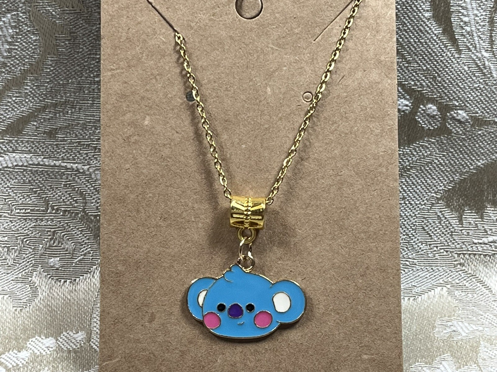 K POP Anime Cartoon Emojis Character Gold Pendant Necklace 18”