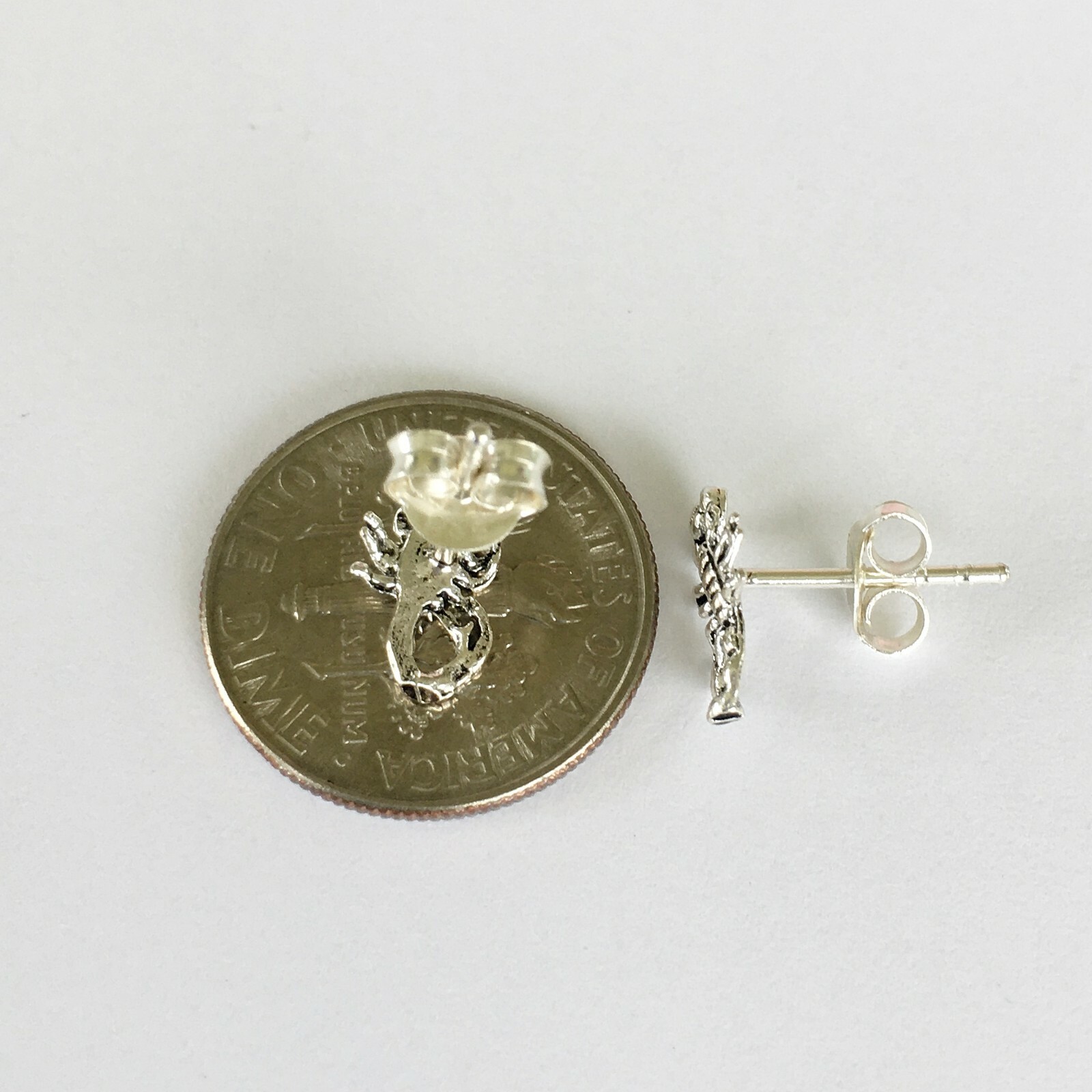 Sterling Silver 9.5mm dainty Scorpion post stud earrings.