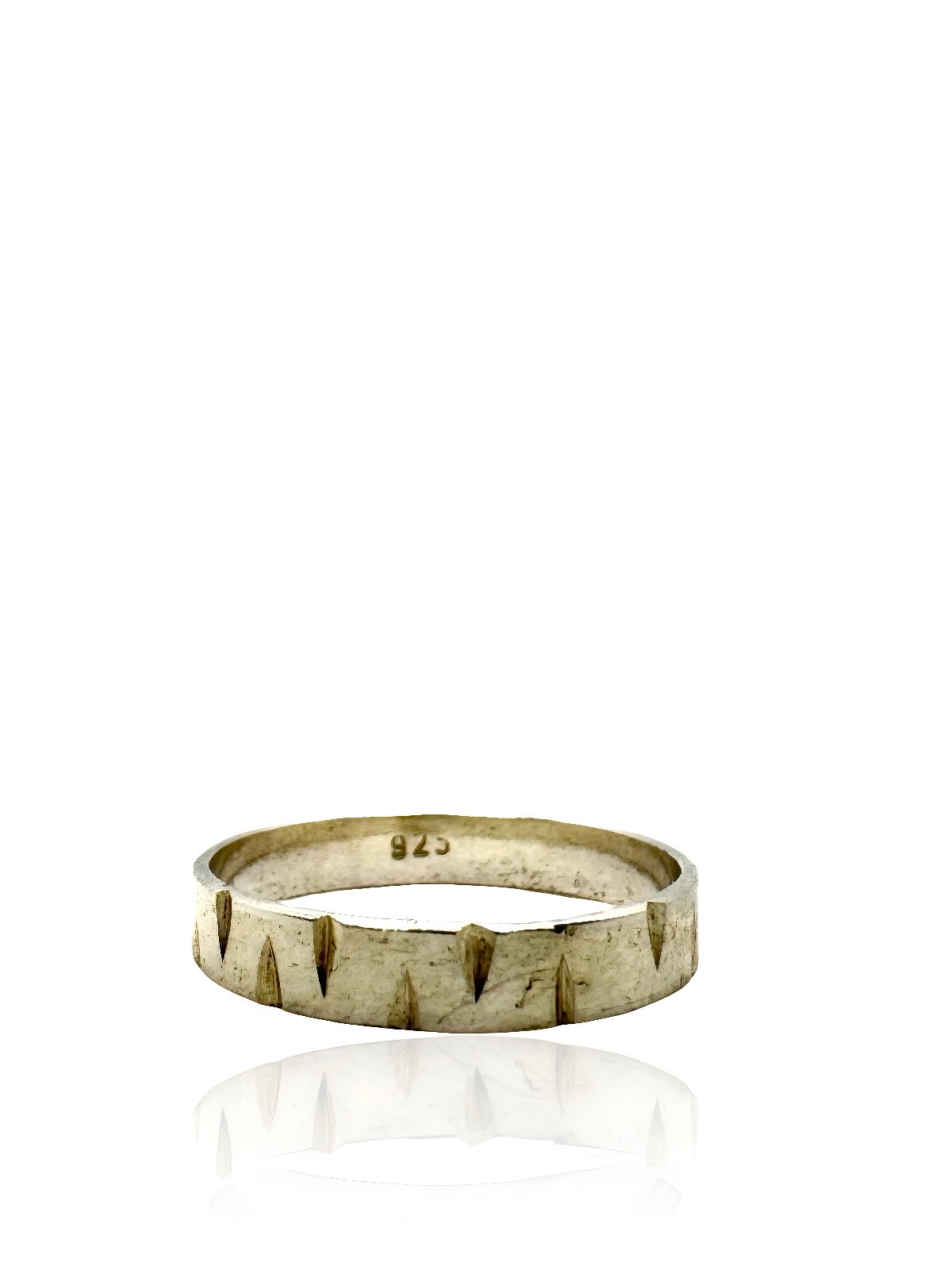 ::925 SILVER RING NOTCHES °SIZE 63° JEWELLERY DESIGN CLASSY VINTAGE HALLMARKED TESTED