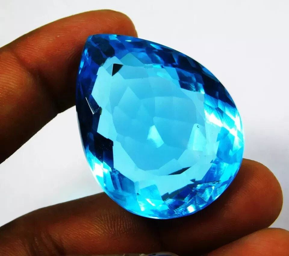 Pear Cut Topaz Sky Blue Aquamarine Certified 105-107 Ct Natural Loose Gemstone
