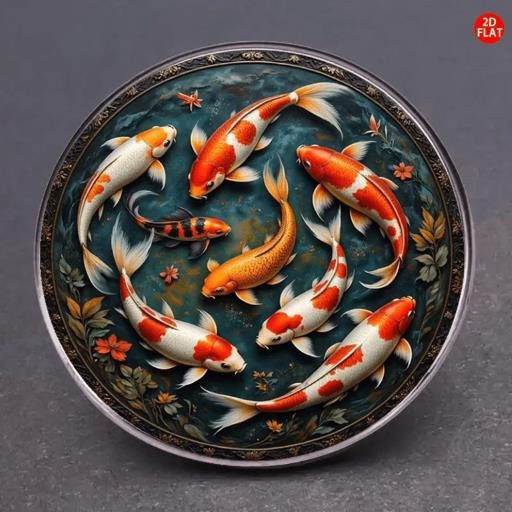 Vintage Koi Fish 2D Metal Glass Enamel Brooch Pin Garment Bag Decor