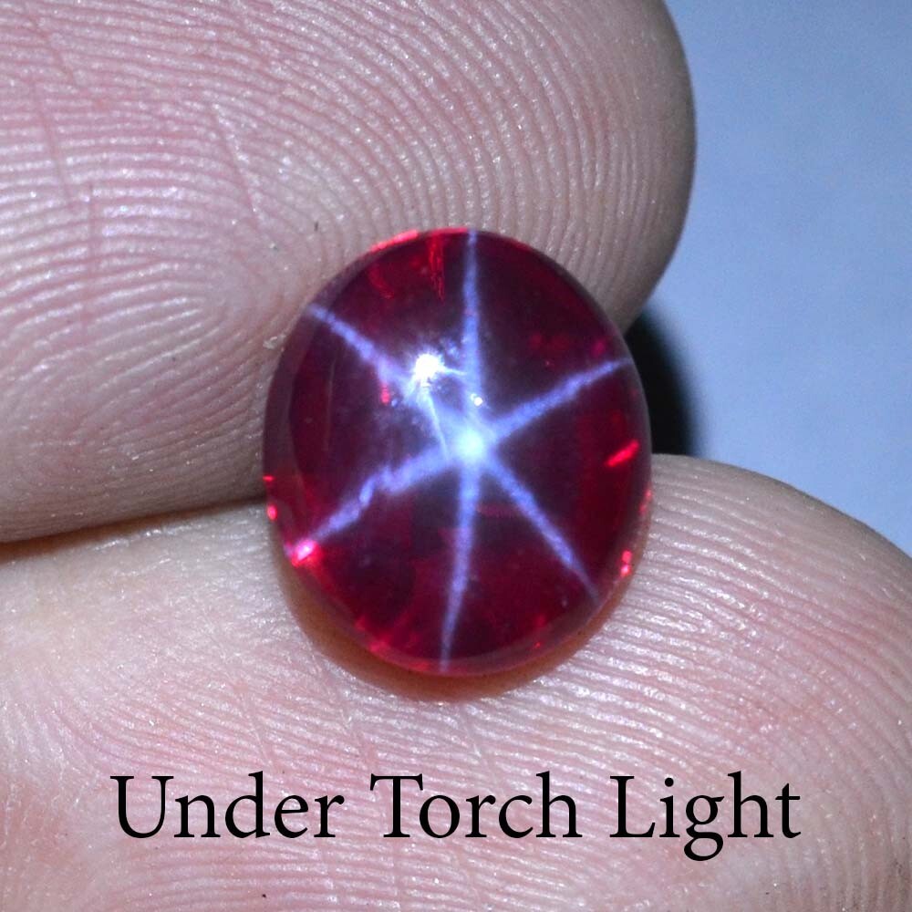6.95 Ct 10.5×9.3 MM Red Ruby Star Sapphire 6 Rays Lab Corundum VDO RRS9760